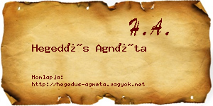 Hegedűs Agnéta névjegykártya