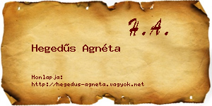 Hegedűs Agnéta névjegykártya